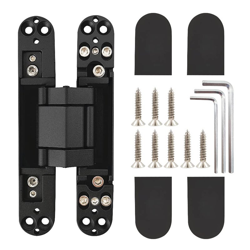 Alamic Invisible Hinges Concealed Door Hinge Heavy Duty Hidden Hinge 3-D Adjustable - Black -1 Pair - Image 3
